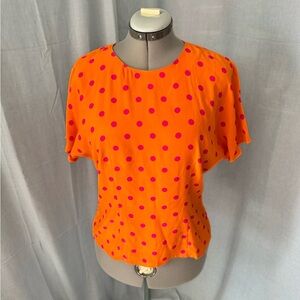 Dana Bachman Vibrant Orange Polka Dot Blouse